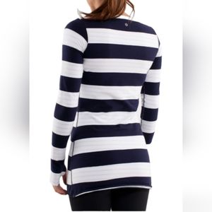 lululemon athletica Navy and White Striped Long Sleeve Tee